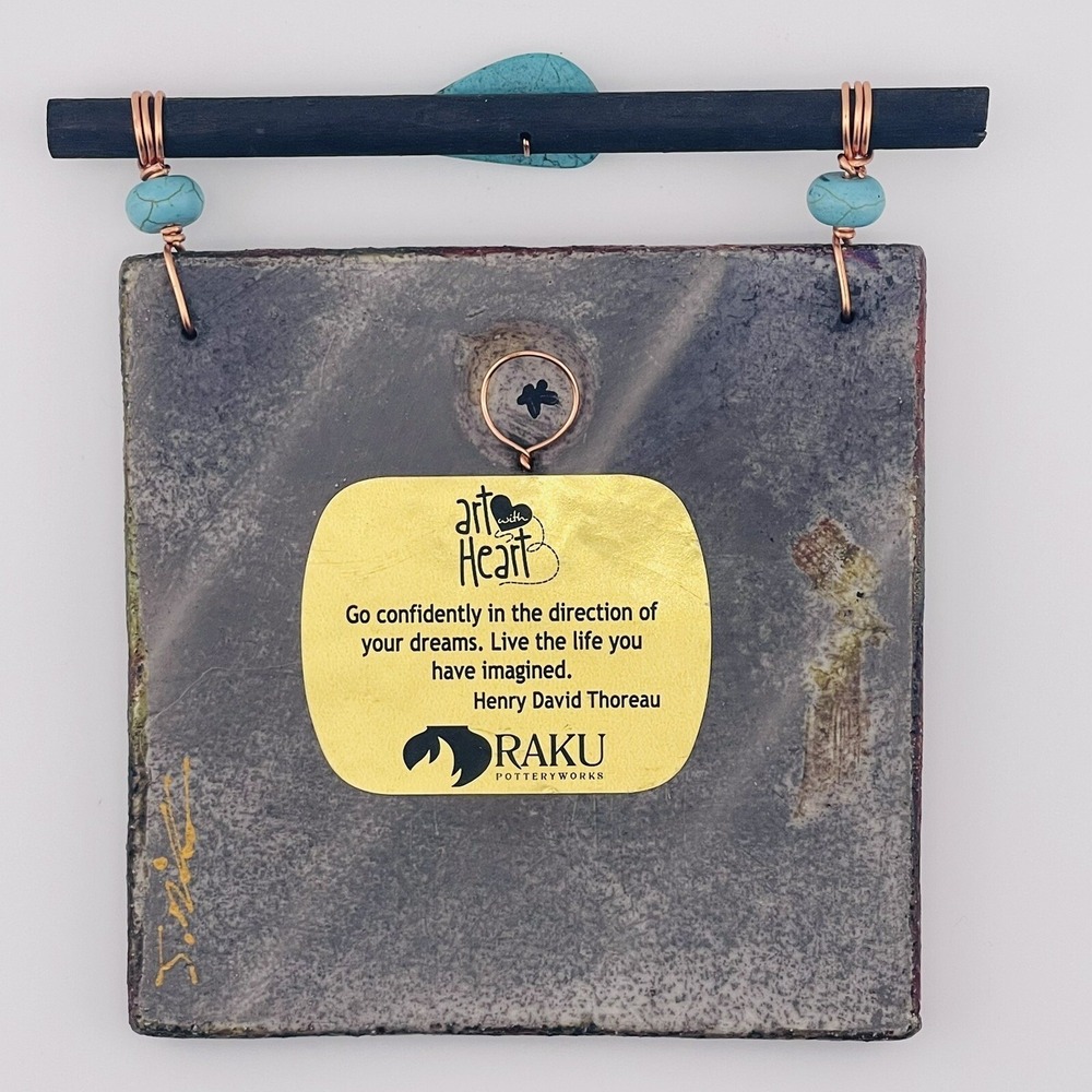 Jeremy Diller Art with Heart Raku Potteryworks Turquoise San Xavier Del Bac Tile - Picture 4 of 7